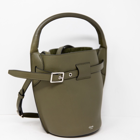 Celine Paris Nano Bucket Handbag 2Way 187243 Kerky Green Leather Purse Tote - Picture 5 of 5